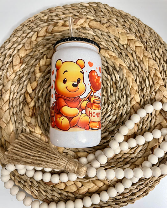 Pooh valentine's glass cup