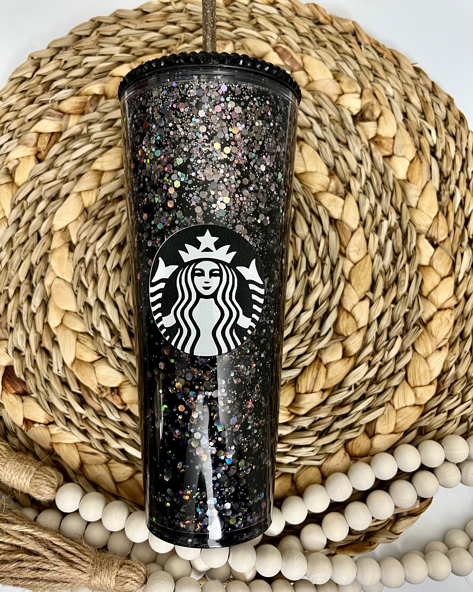 Black snowglobe tumbler – Glitter creations by veronica