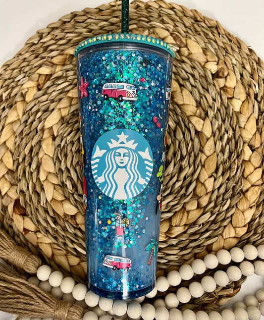 Teal Snowglobe tumbler